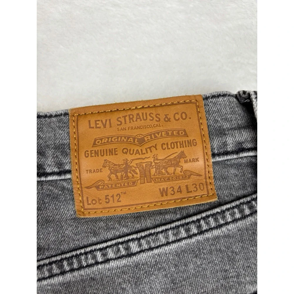 Levis Premium 512 Men's 34x30 Jeans Slim Taper Light Washed Grey Skinny's